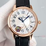 Swiss Replica Jaeger Lecoultre rendez-Vous Night & Day Ladies Watch Black Leather Strap